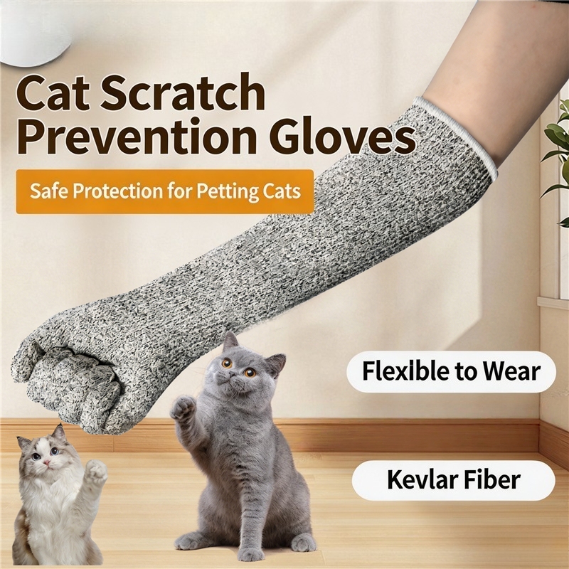 Pet Grooming Glove - Anti-Scratch Pet Care Gloves, Long Arm